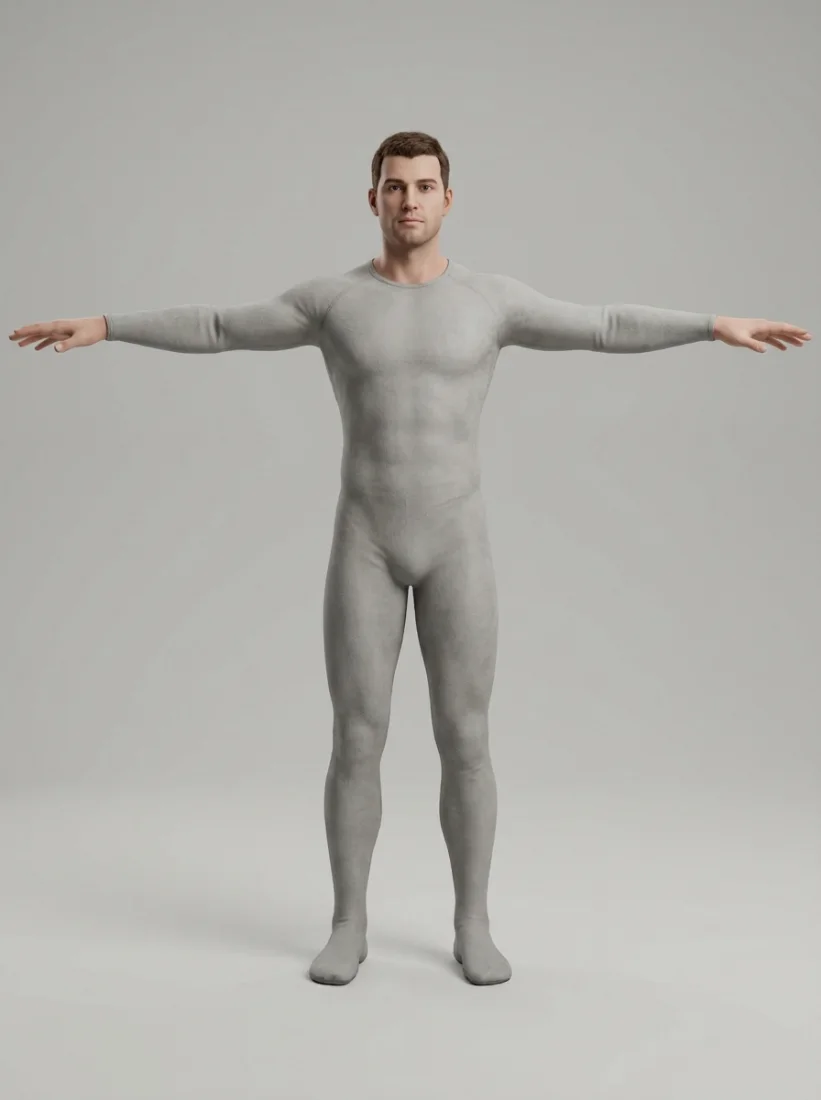 Male base body in T-pose, ready for rigging